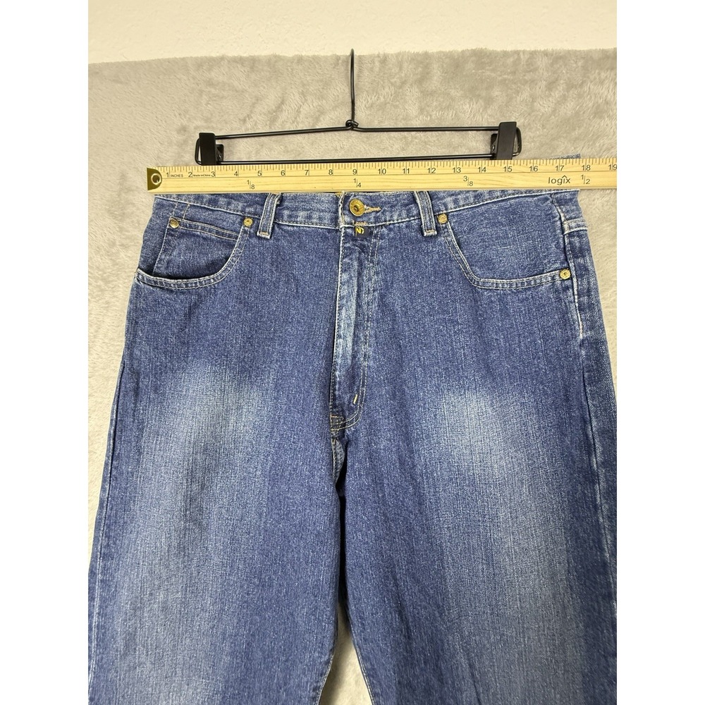 Nautica Jeans Co Mens 36x34 Blue Dark Wash Cotton Relaxed Baggy Denim - Picture 8 of 16